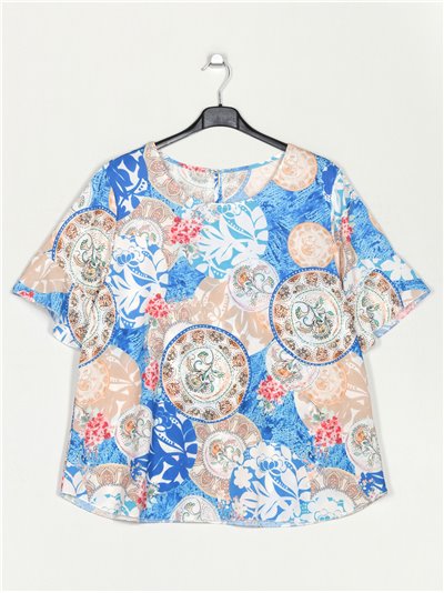 Oversized printed blouse azulon