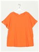 Camiseta maxi manga volantes naranja