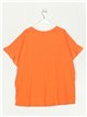 Camiseta maxi manga volantes naranja