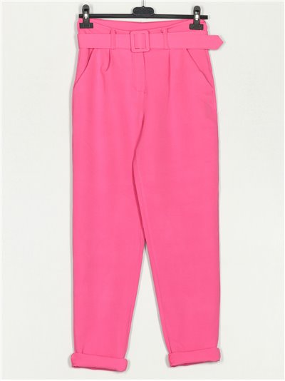 High waist belted trousers fucsia