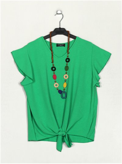 Oversized blouse with knots verde-hierba