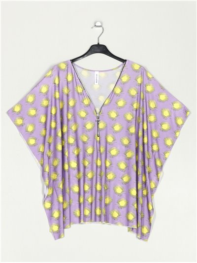 Flowing printed blouse lila
