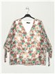 Floral blouse with bows beis