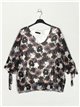 Floral blouse with bows negro