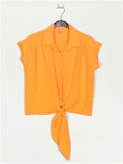 Cropped shirt with knots naranja