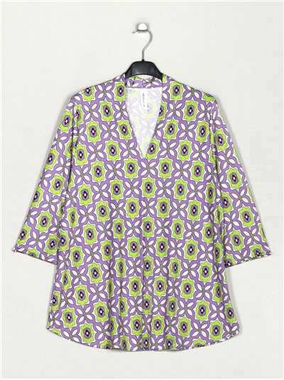 Flowing printed blouse lila