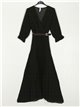 Pleated maxi dress negro