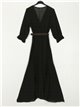 Pleated maxi dress negro