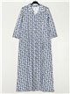 Maxi flowing dress with rhombuses azul