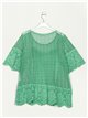 Blouse with guipure verde-hierba