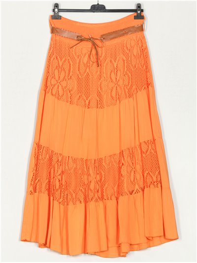 Die-cut skirt with belt naranja
