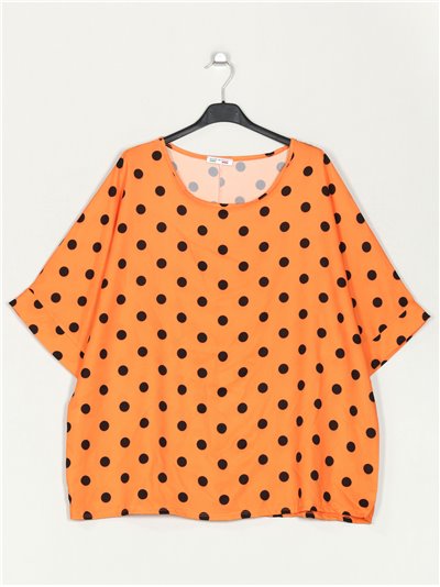 Plus size polka dot blouse naranja
