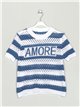 Die-cut amore knit sweater azul-vaquero