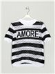 Die-cut amore knit sweater negro