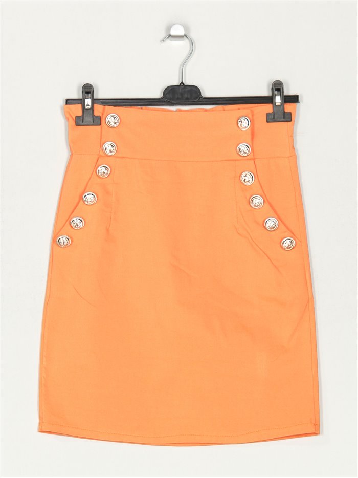Buttoned mini skirt naranja