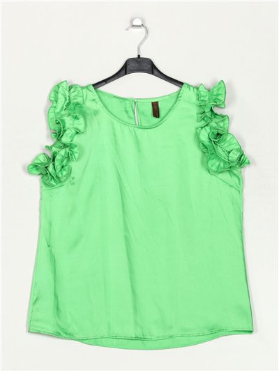 Polka dot blouse with ruffles verde-lima
