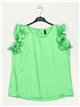 Polka dot blouse with ruffles verde-lima