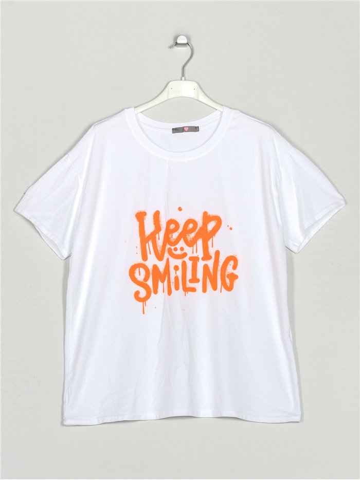 Camiseta amplia keep smile naranja