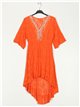 Asymmetric lace dress with sequins naranja