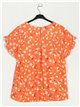 Floral blouse with ruffles naranja