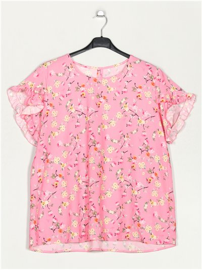 Floral blouse with ruffles rosa