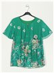 Blusa floral verde-hierba