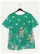 Blusa floral verde-hierba