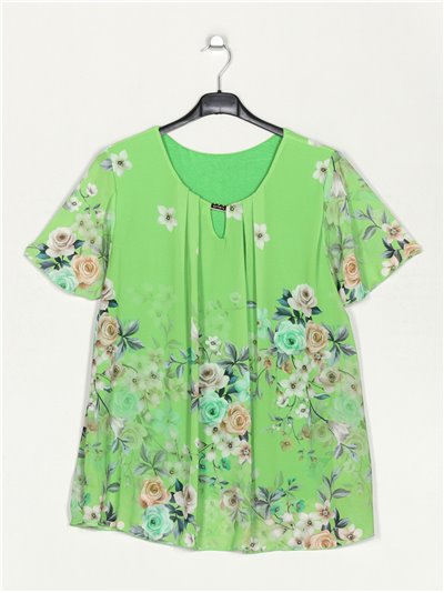 Blusa floral verde-manzana