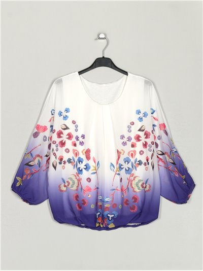Blusa floral gasa lila
