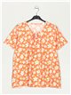 Blusa floral talla grande naranja