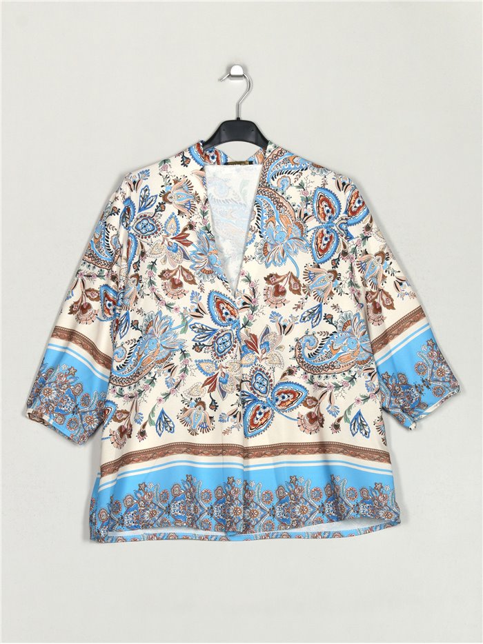 Cachemir printed blouse azul-claro