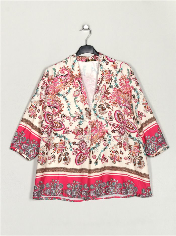 Cachemir printed blouse fucsia