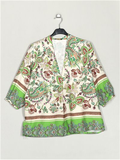 Cachemir printed blouse verde-manzana