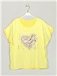 Heart t-shirt with sequins amarillo