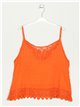 Embroidered top with guipure naranja