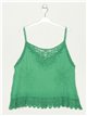 Embroidered top with guipure verde-hierba