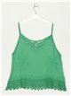 Embroidered top with guipure verde-hierba