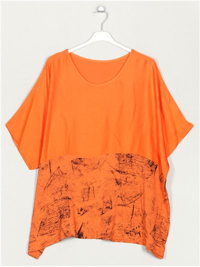Plus size printed blouse naranja
