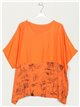 Plus size printed blouse naranja