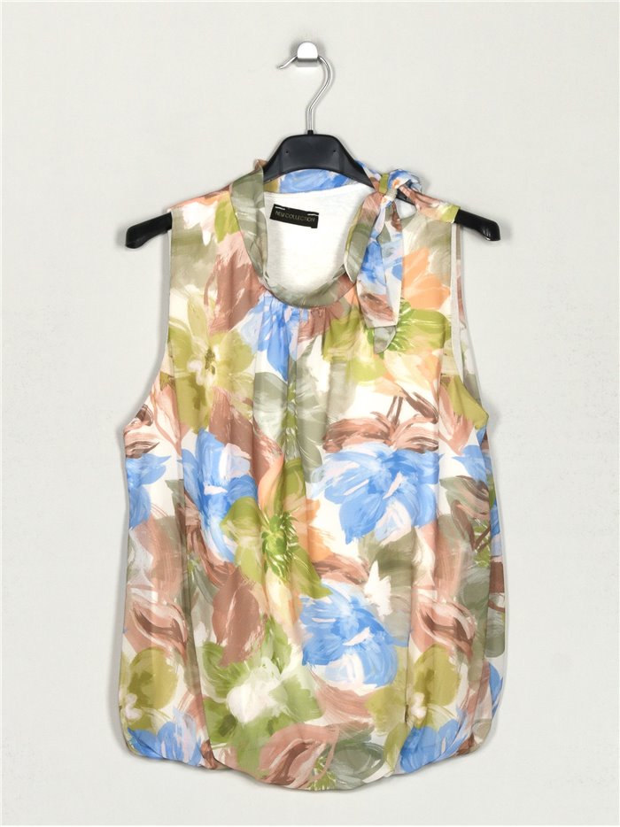 Floral blouse with bows verde-oliva