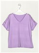 Flowing t-shirt with buttons lila