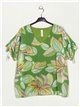 Plus size floral blouse verde-manzana
