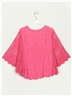 Embroidered blouse with lace fucsia