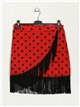 Fringed polka dot mini skirt rojo