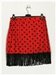 Fringed polka dot mini skirt rojo