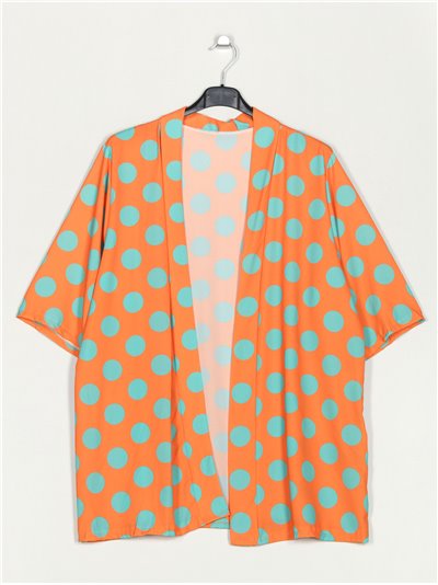 Oversized polka dot kimono naranja
