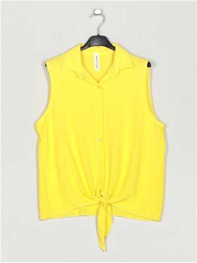 Sleeveless shirt with knots amarillo