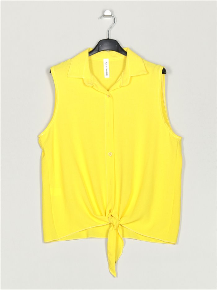 Sleeveless shirt with knots amarillo