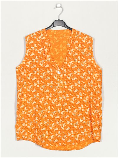 Blusa florecitas talla grande naranja