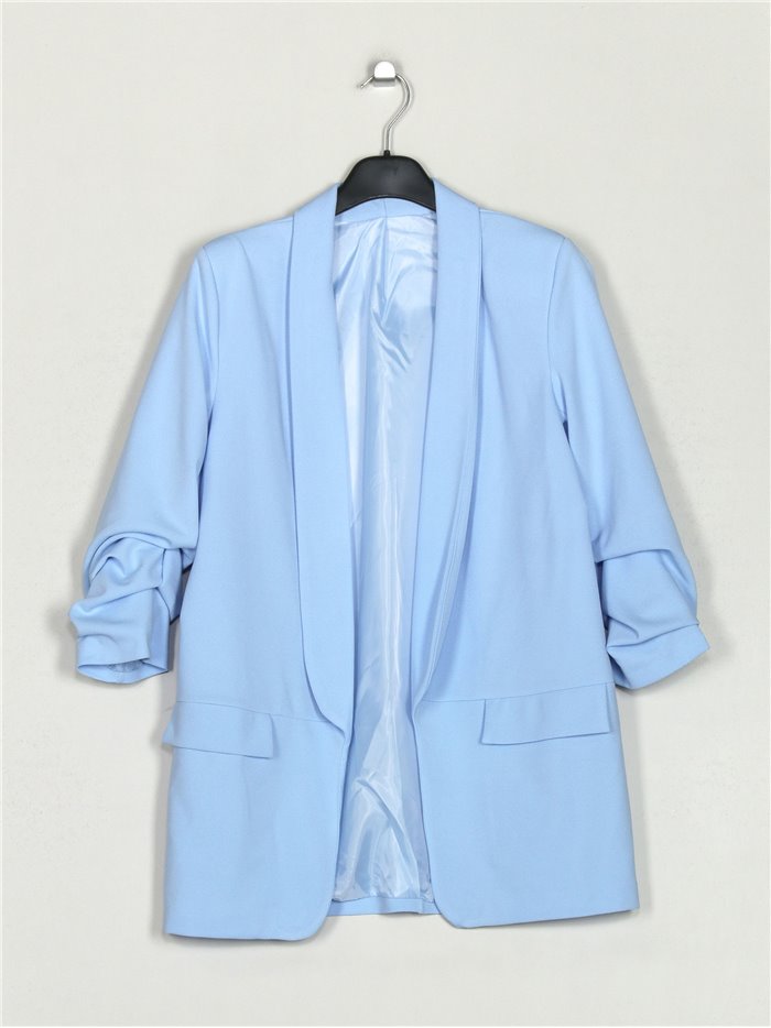 Blazer with turn-up sleeves azul-claro
